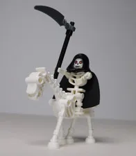 LEGO 7079 Castle Skeleton Reaper Minifigure w/Skeleton Horse! -Fantasy Era L👀K!