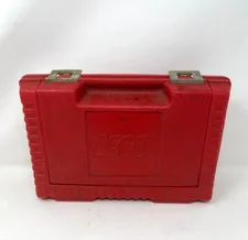 Lego Vintage 1985 RED Plastic Storage Container Case Carry Box 15x12x4
