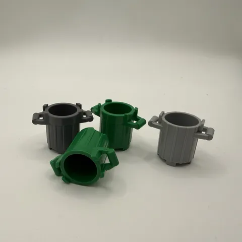 Lot Of 4 Lego Trash Can Green Gray Container Trash Can with 2 Cover Holders 2439