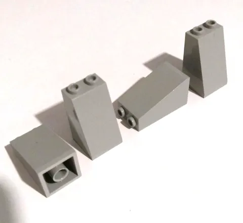 4X  lot LEGO Part 3684a 3684 OLD LIGHT GRAY Corner SLOPE Brick 75* 2x2x3 Hollow
