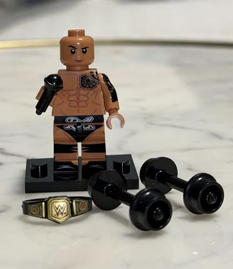 Lego The Rock Custom Printed Minifigure Dwyane Johnson WWE WWF Wrestling