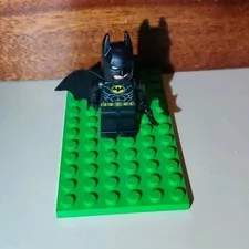 LEGO Batman Minifigure w/ Black Cape on Green Baseplate Plastic Figure