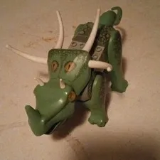 LEGO dinosaur triceratops Green & White Animal/Creature Figure with Horns 1pc