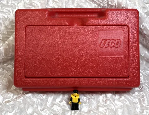 Vintage Lego Carrying Case Box Red 1980s W Police Officer Figure