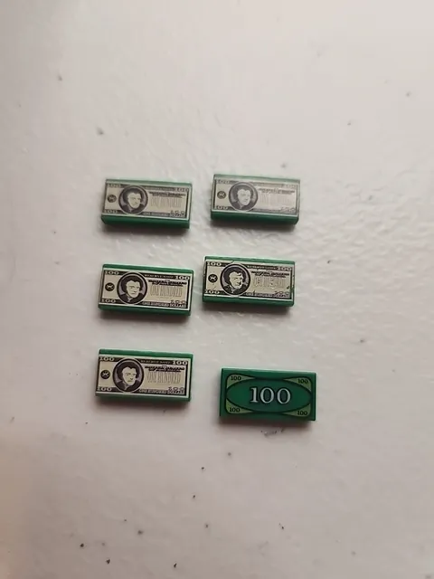 Lego Lot of 6 Green Money Tiles