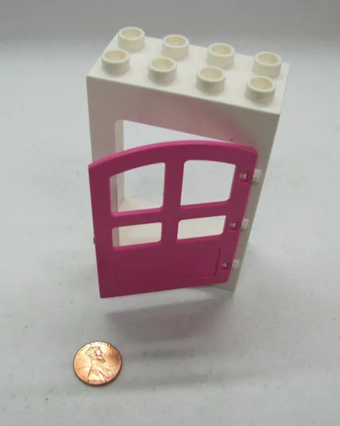 Lego Duplo WHITE & HOT PINK LARGE DOOR WINDOW PANE UNIT Building Block 2x4x6