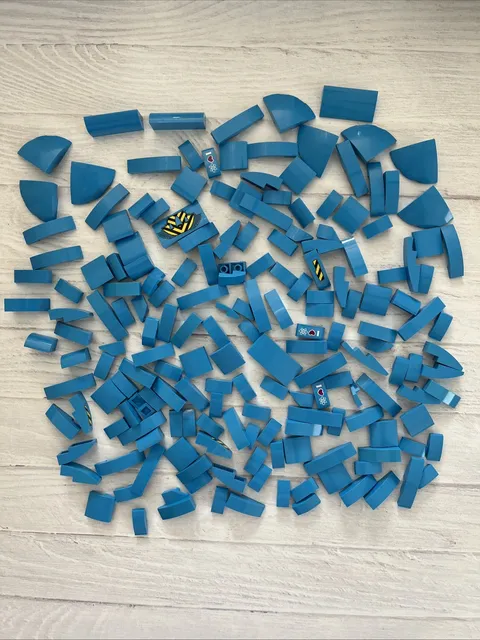 LEGO DARK AZURE BLUE LOT 176 PCS 2X1 3X2 2X2 2X4 SLOPE BRICK AZUR VARIETY