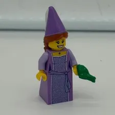 LEGO Princess Minifigure Purple Gown Cone Hat with Green Frog Accessory