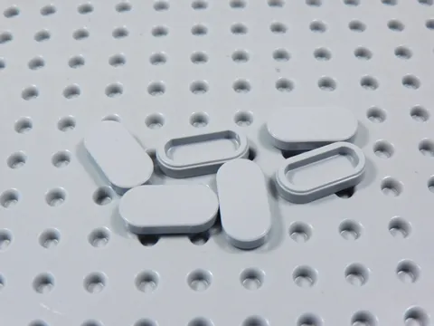 LEGO Lot of 6 Light Bluish Gray 1x2 Smooth Rounded Corner Tiles Plates BR