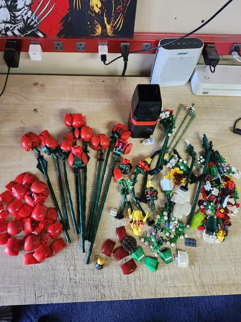 Lot Of Lego Pieces Rose Botanicals Etc. Used