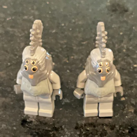 LEGO Minifigure Lot (2) White Dinosaur Costume, Gray/White Plastic Figures