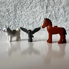 LEGO Gray Falcon Husky Dog Brown Horse Animal Toy blocks Figure