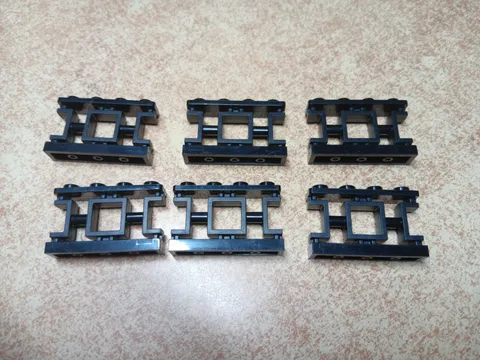 LEGO BULK LOT OF 6 BLACK FENCE ORNAMENTAL ASIAN LATTICE 4 STUDS 1X4X2 #32932
