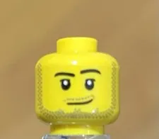 LEGO Yellow Male Minifig Head, White Eyes, Black Eyebrows & Black Light Stubble