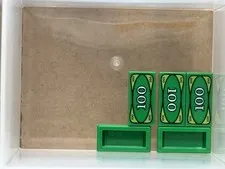 LEGO Parts - Green Tile 1 x 2 Currency / Money, 100 Bill - No 3069px7 - QTY 5