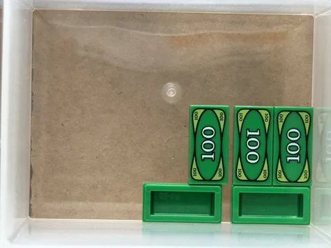 LEGO Parts - Green Tile 1 x 2 Currency / Money, 100 Bill - No 3069px7 - QTY 5