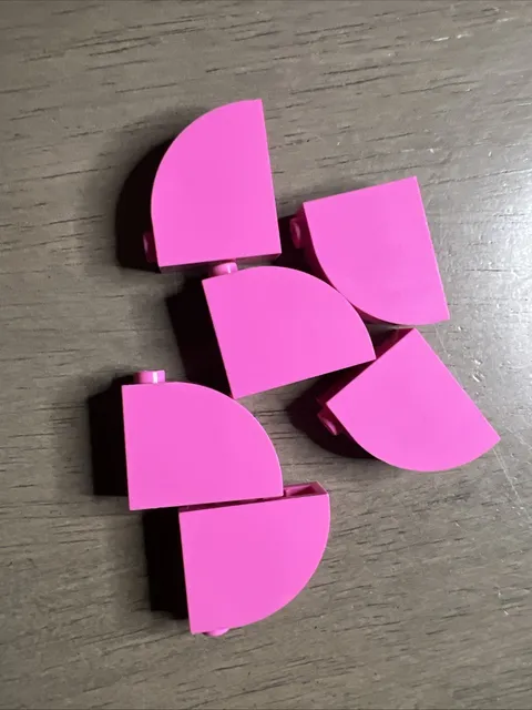 LEGO 33243 Dark Pink Slope, Curved 3 x 1 x 2 with Hollow Stud 6 Pieces