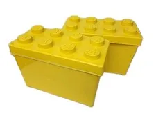 LEGO Storage Brick Case 8 Stud Large Yellow Container 2012 EMPTY Set Of 2 