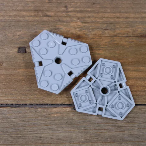 LEGO 27255 Light Bluish Gray Plate Modified 6 x 6 Hexagonal with Pin Hole Qty 2