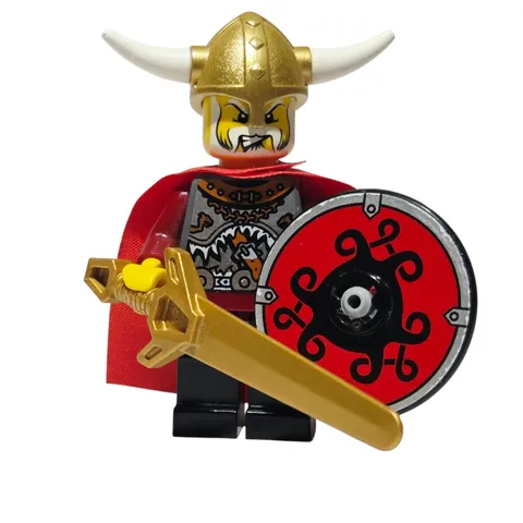 LEGO Viking King Minifigure vik011 7019 Gold Helmet Cape Sword Shield 2005