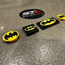 LEGO Batman Printed Tile & Round Tile Lot 4pcs Black/Yellow MPN 30603