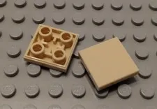LEGO Lot of 2 Tan 2x2 Tiles with Stud Bottoms