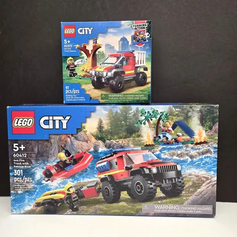 LEGO City Fire Chief Car Truck Boat Rescue 60412 60393 60001 Lot 3 Complete Sets