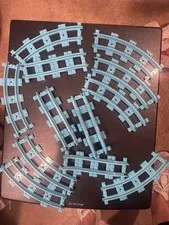 LEGO Blue Train Track Lot – 12 Pieces – 8 Curved 4 Straight – Genuine LEGO