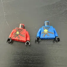 LEGO Ninjago Minifigure Torso Lot - Printed Red & Blue Multicolor, Kai and Jay