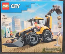 LEGO City Yellow Backhoe Loader 60480 Functional Bucket and Backhoe, New