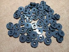 LEGO BULK LOT 50 DARK BLUISH GRAY 2X2 ROUND TILE WITH CENTER OPEN STUD #18674
