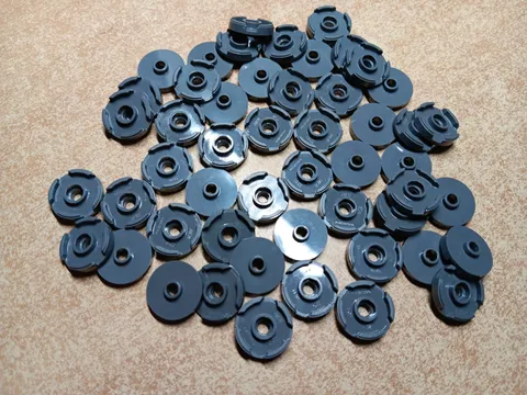 LEGO BULK LOT 50 DARK BLUISH GRAY 2X2 ROUND TILE WITH CENTER OPEN STUD #18674