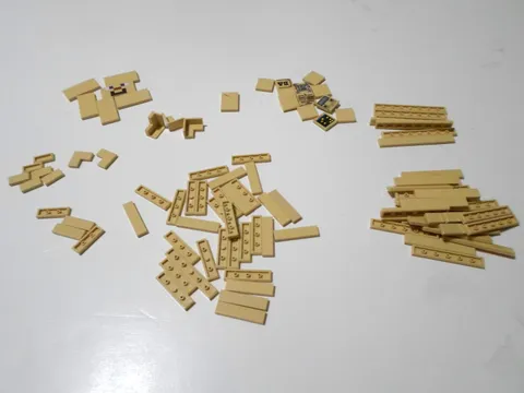 LEGO BULK LOT OF OVER 85 TAN SMOOTH TILES 1X3 1X4 1X6 1X8 2X2 2X3 2X4