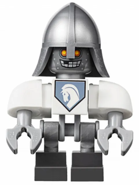 LEGO [No Color/Any Color] Lance Bot - White Shoulders, Flat Silver Helmet nex002