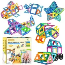 Magnetic Construction Blocks, 65PCS Magnetic Construction for Children...
