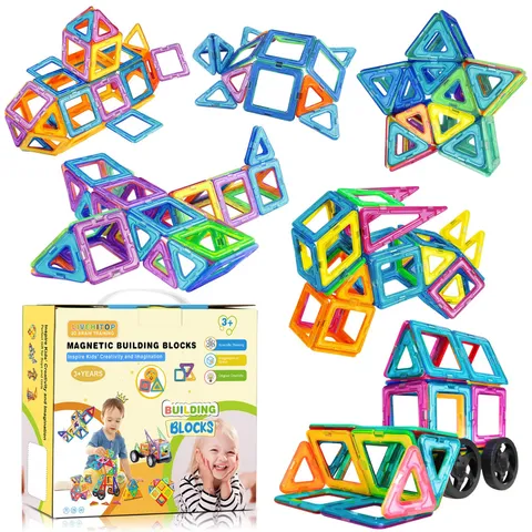 Magnetic Construction Blocks, 65PCS Magnetic Construction for Children...