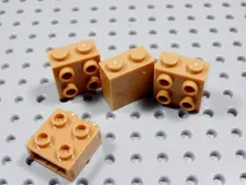 LEGO Lot of 4 Medium Nougat 1x2x2 Wall Bricks w/ 4 Studs BO