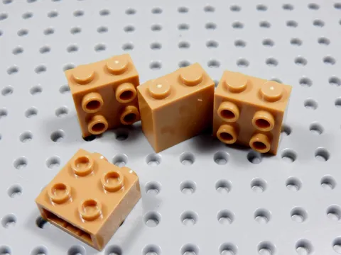 LEGO Lot of 4 Medium Nougat 1x2x2 Wall Bricks w/ 4 Studs BO