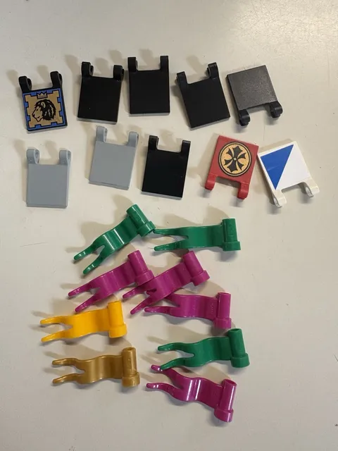 Lego Assorted Color Flags & Banner Castle Parts - Lot Of 19