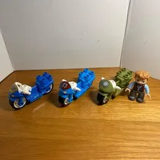 Lego Duplo - Lot Of (3) Motorcycles Spiderman Wonder Woman Jurassic World Owen