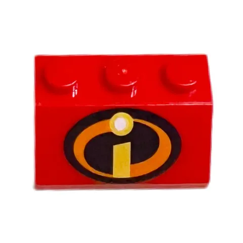 New LEGO 10761 Red 45 Degree Slope 2 x 3 with Incredibles Symbol Pattern Disney