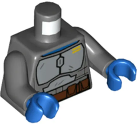LEGO Dark Bluish Gray Torso SW Mandalorian Silver Beskar Armor Plates, Reddish B
