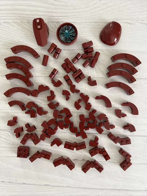 LEGO LOT DARK RED 74 PCS MACARONI TECHNIC 1X2 CURVE TOP VARIETY BUILDING PIECES