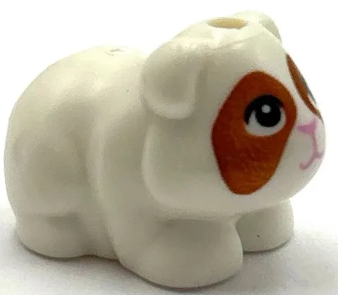Lego New White Guinea Pig Minifig Style w/ Black Eyes Bright Pink Nose Part