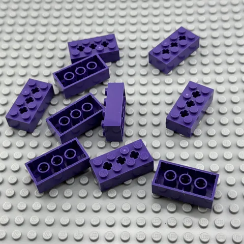 LEGO Technic Part -  Dark Purple - Brick 2 x 4 with 3 Axle Holes - QTY x10