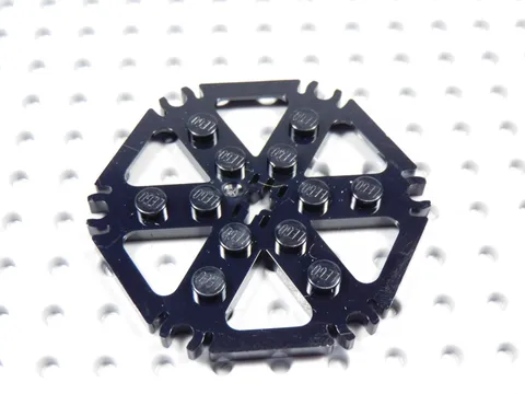 LEGO Black Technic Plate 6x6 Hexagonal w/ Six Spokes & Clips BH