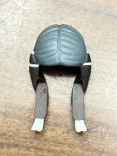 LEGO Minifigure , Hair Long Braided w/ White Ties and Brown Braids - Dark Gray