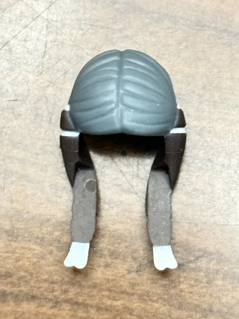 LEGO Minifigure , Hair Long Braided w/ White Ties and Brown Braids - Dark Gray