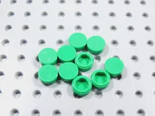 LEGO Lot of 10 Bright Green Round 1x1 Smooth Tiles Plates BM