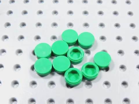 LEGO Lot of 10 Bright Green Round 1x1 Smooth Tiles Plates BM